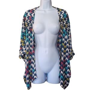 Painted Threads Womens Open Front Shrug Sweater Size S Multicolor Check Dolman